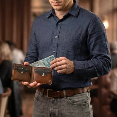 KIT Carteira Bifold No.7 + Cinto • Marrom